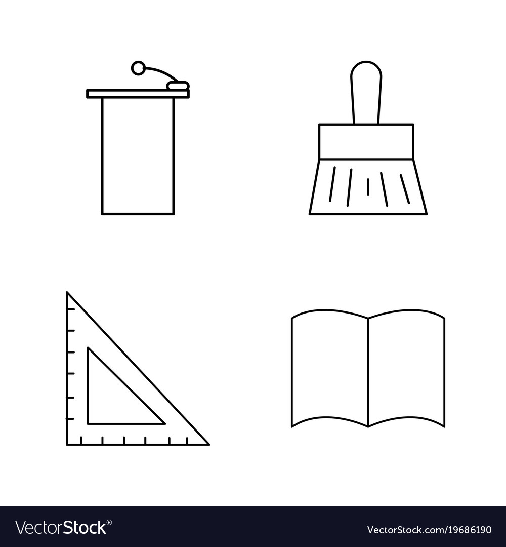 Office simple linear outline icon set