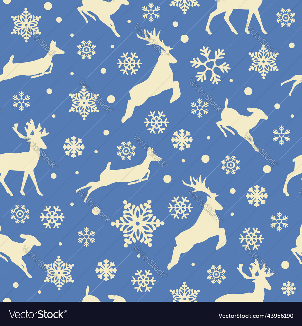 Seamless pattern with gorgeous deers and snowflake