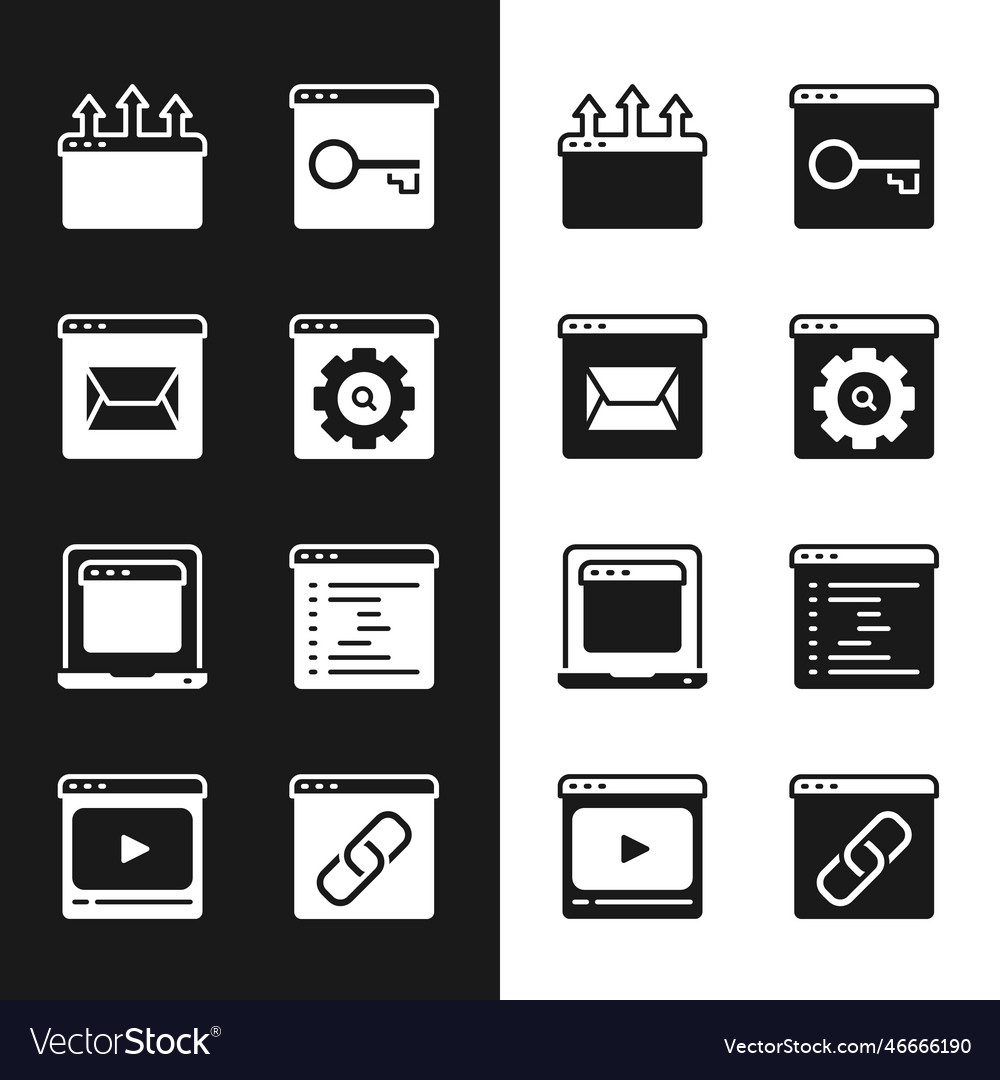Set browser setting website and mail window vector image Set browser setting website and mail window
