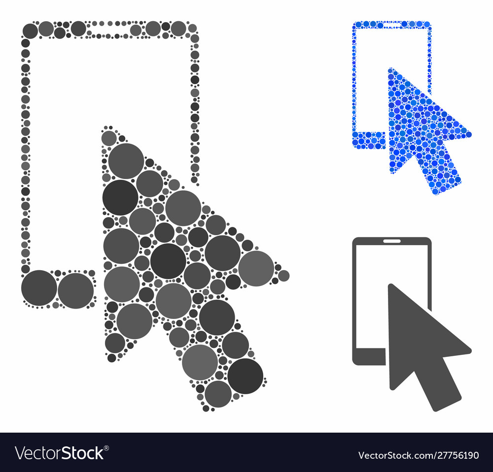 Smartphone arrow pointer mosaic icon round dots vector image Smartphone arrow pointer mosaic icon round dots