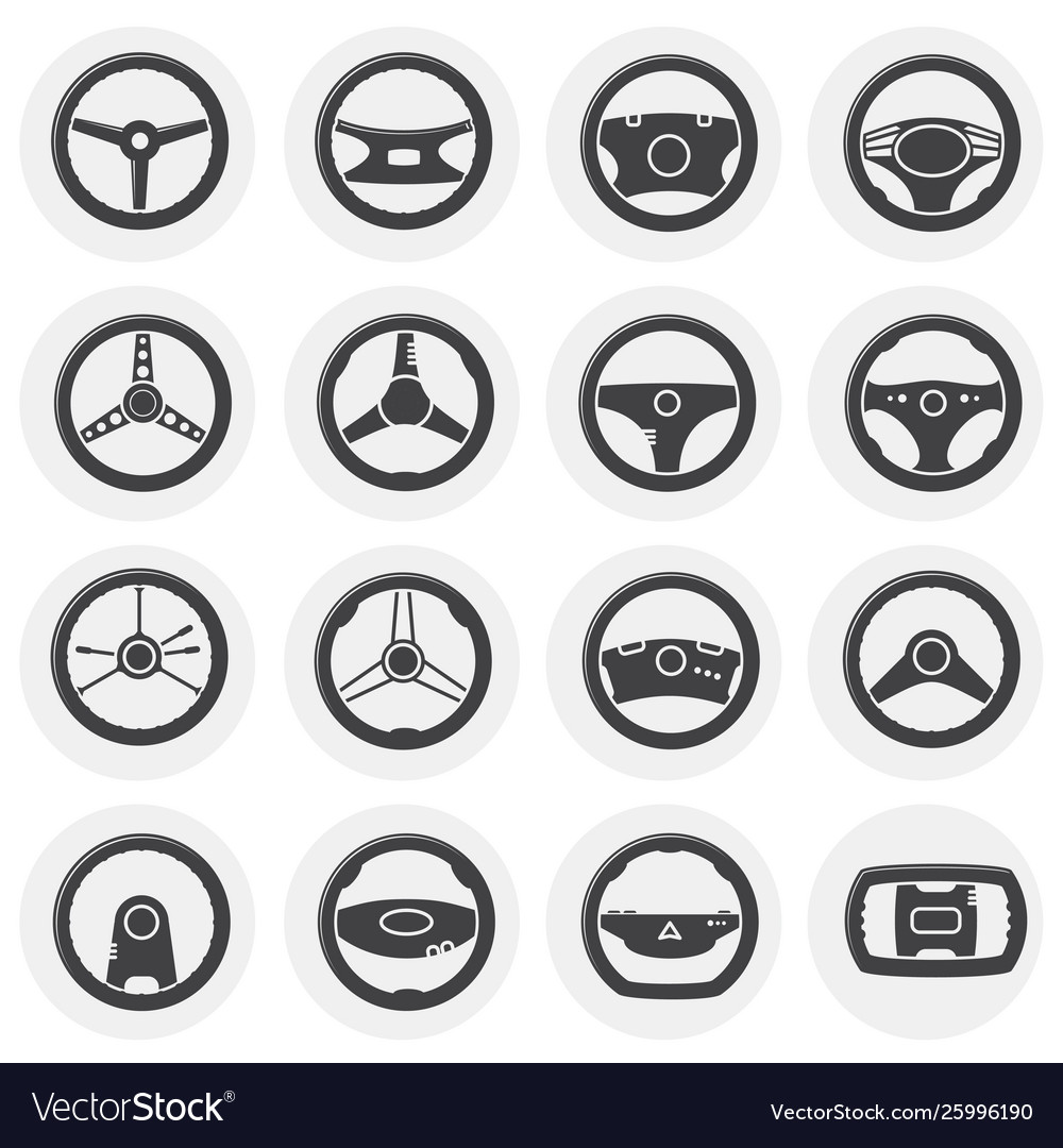 Steering wheel related icon set on background Vector Image Steering wheel related icon set on background