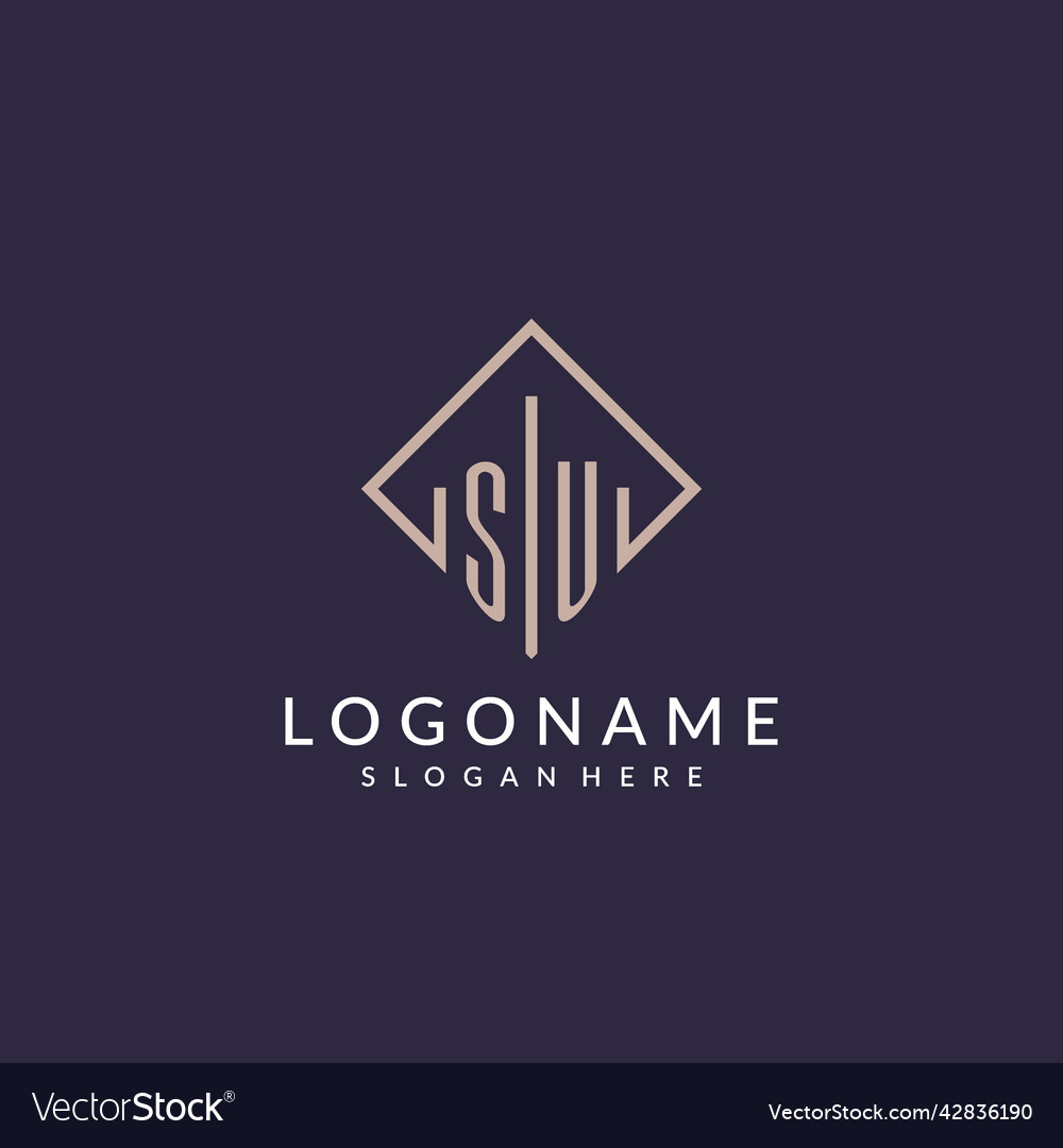 Su initial monogram logo with rectangle style Vector Image Su initial monogram logo with rectangle style