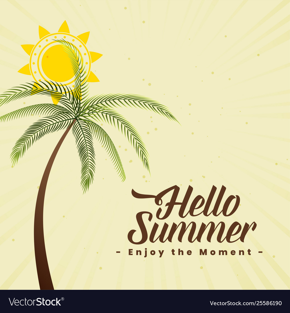 Summer background with palm tree and sun