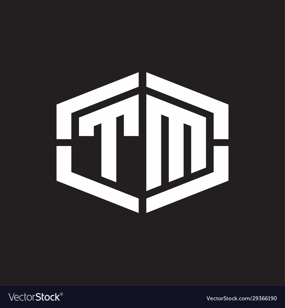 Tm logo monogram with hexagon shape and piece