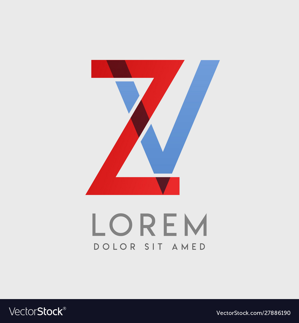 Zv logo letters with blue and red gradation