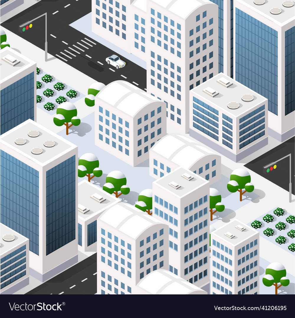 3d cityscape city street public block house from Vector Image