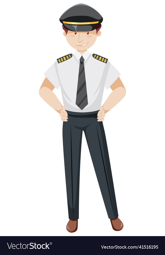 A pilot in uniform cartoon character Royalty Free Vector