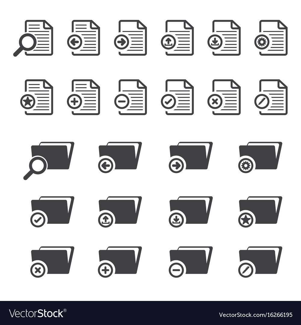 Big data icon set documents and file folder