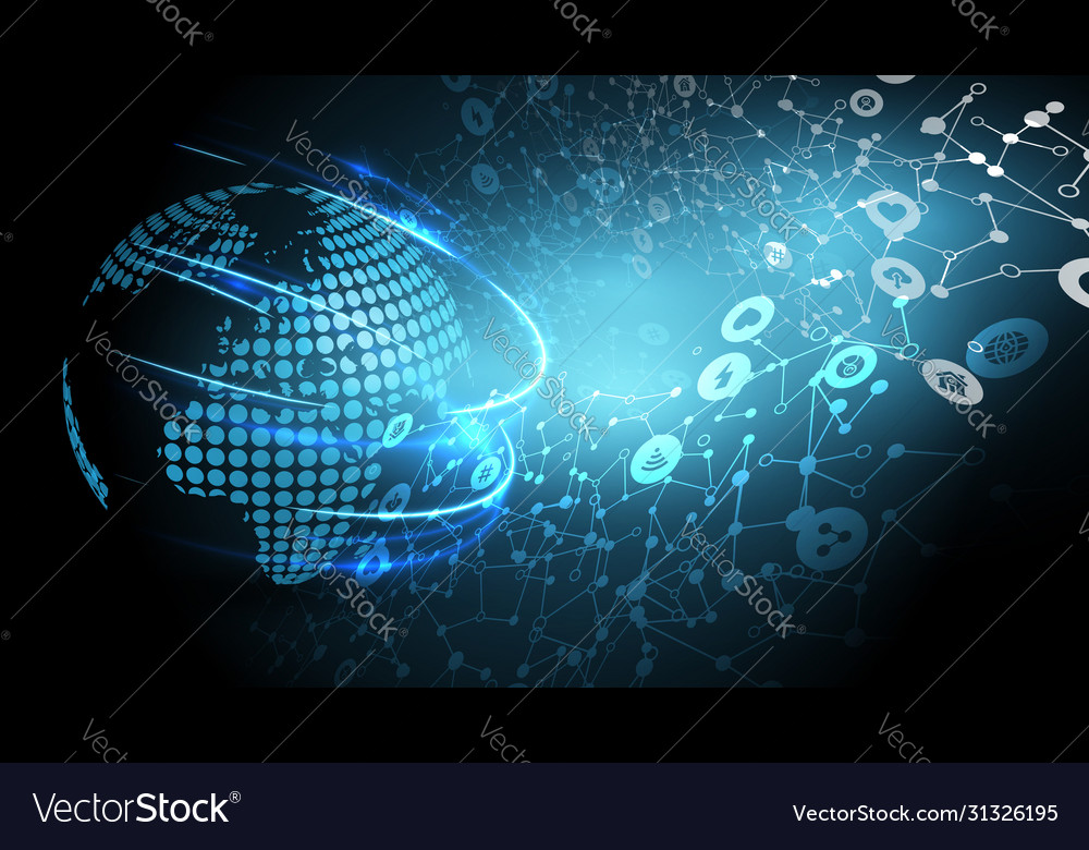 Blue abstract network background with globe