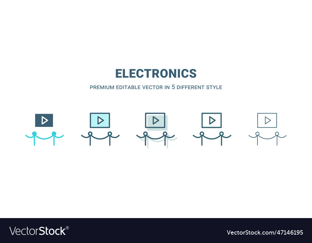 Electronics icon in 5 different style outline vector image Electronics icon in 5 different style outline