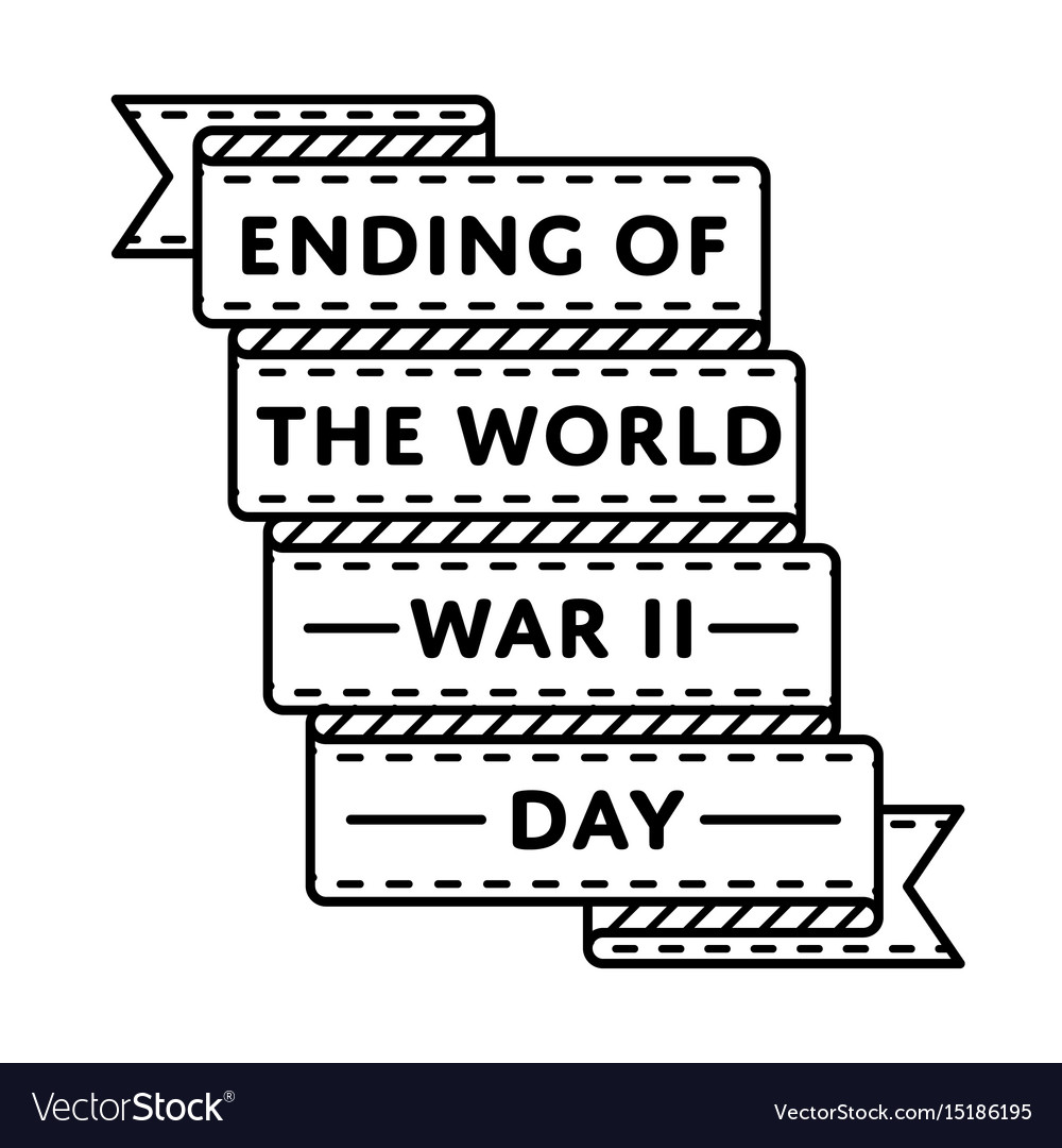 Ending world war ii day greeting emblem Royalty Free Vector