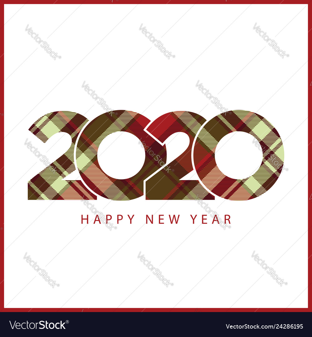 Happy new year 2020 check plaid pattern design