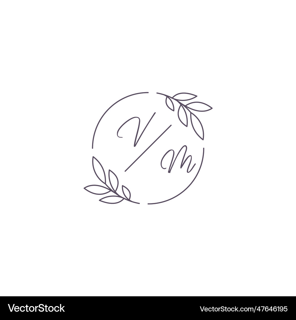 Initials vm monogram wedding logo with simple Vector Image