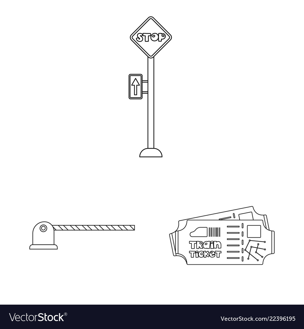Isolated object of train and station symbol set vector image Isolated object of train and station symbol set