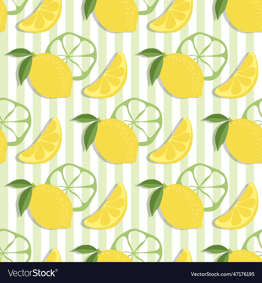 Lemon slice of seamless pattern vector image Lemon slice of seamless pattern
