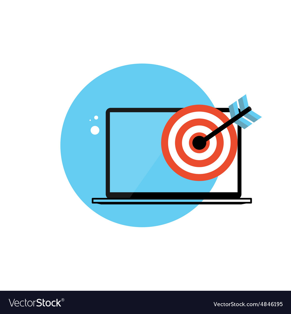 Line icon with flat graphics element of target