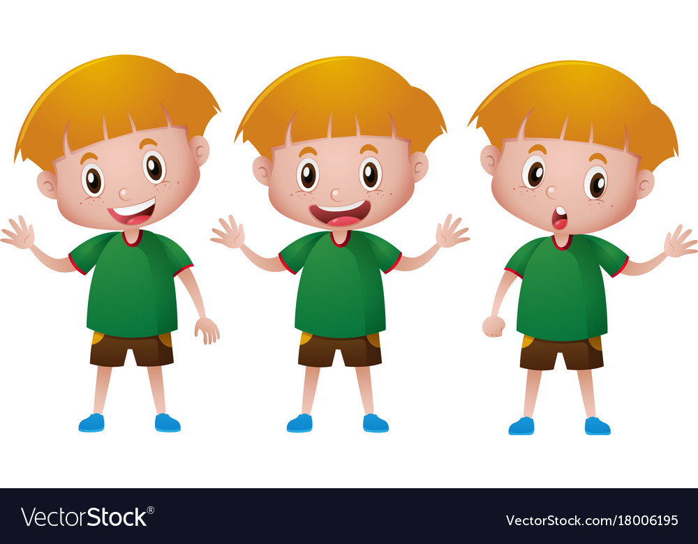 Little boy in green shirt with happy face Vector Image