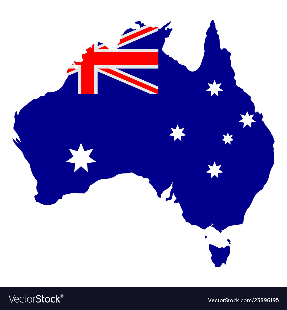 Map of australia with flag