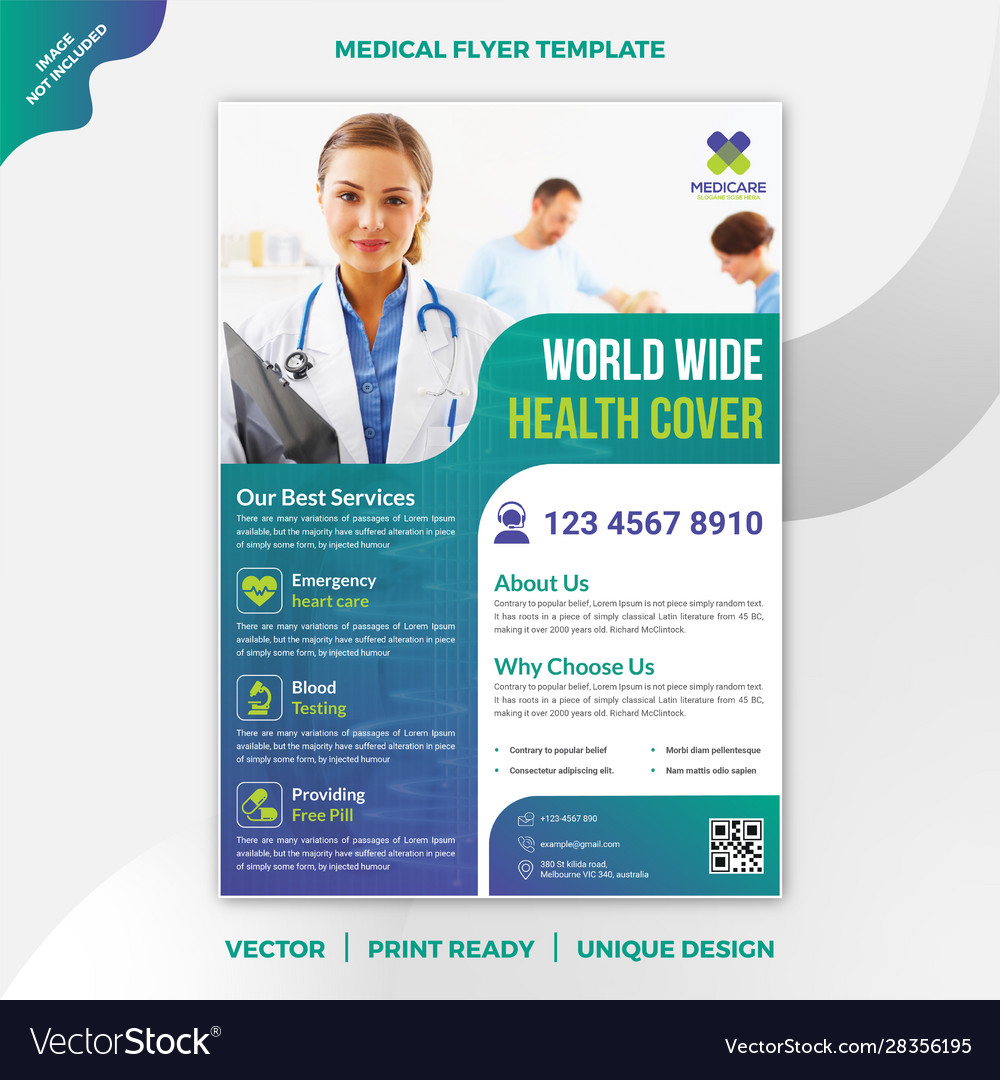 Medical flyer template Royalty Free Vector Image With Regard To Free Health Flyer Templates