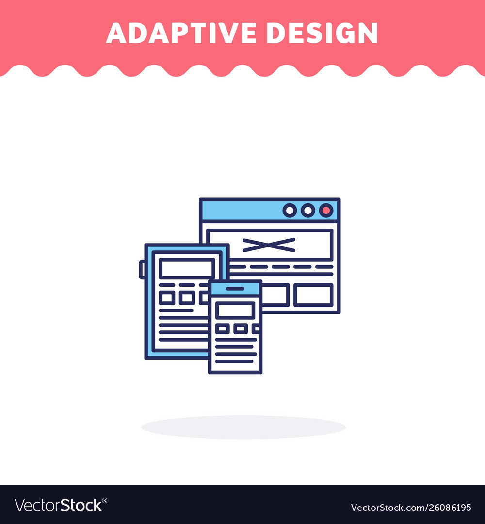 Responsive web design line icon flat vector image Responsive web design line icon flat