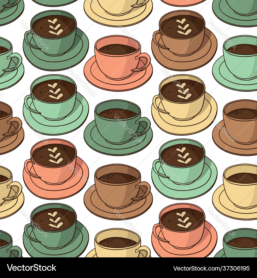 Seamless pattern with coffee cups Royalty Free Vector Image