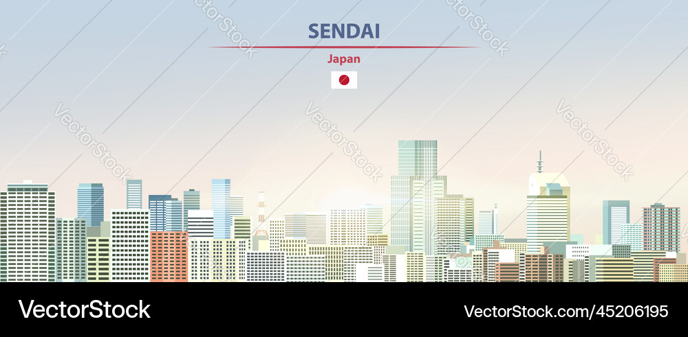 Sendai cityscape auf Sonnenaufgang Himmel Hintergrund
