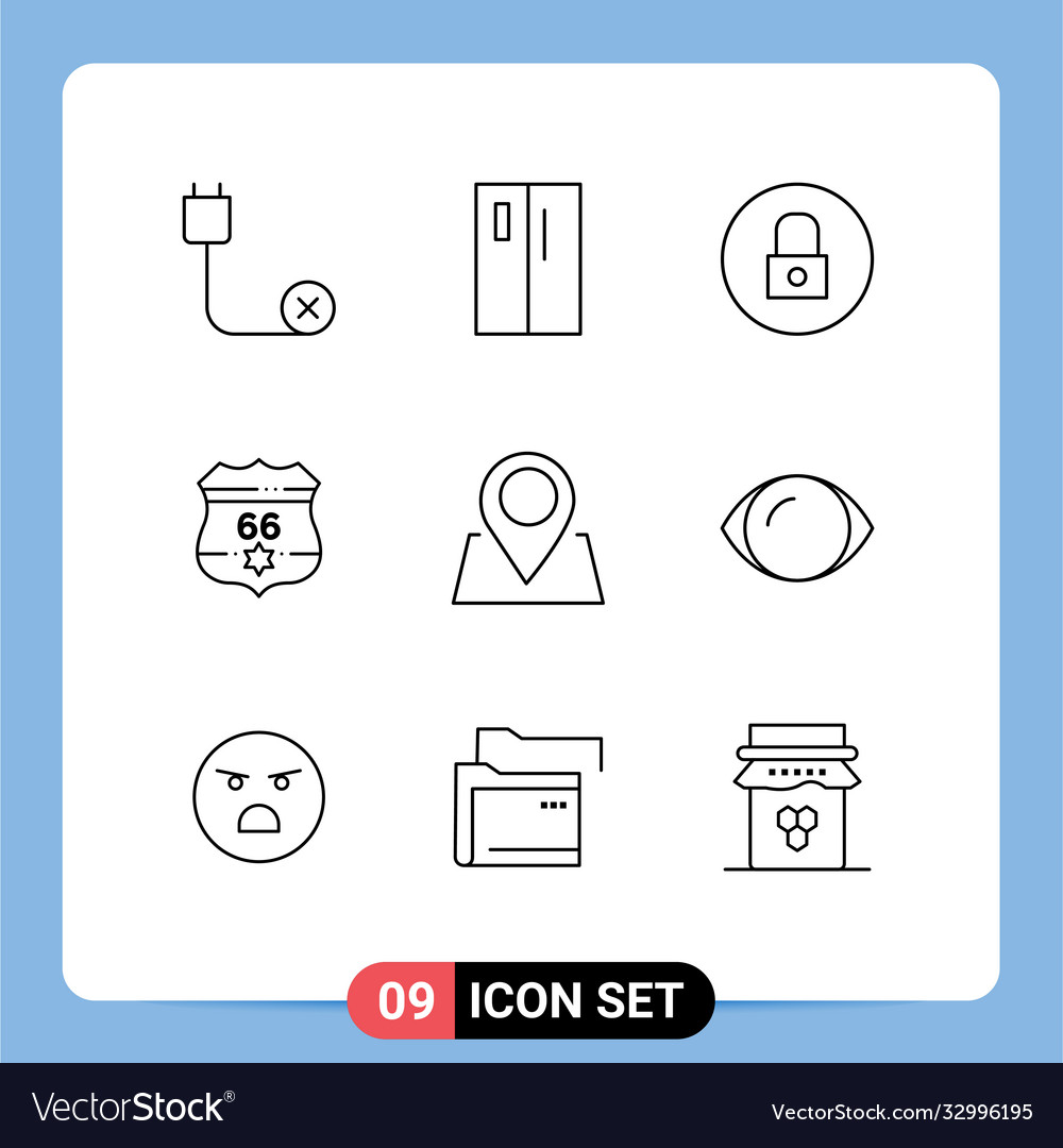 Set 9 outlines on grid for security shield