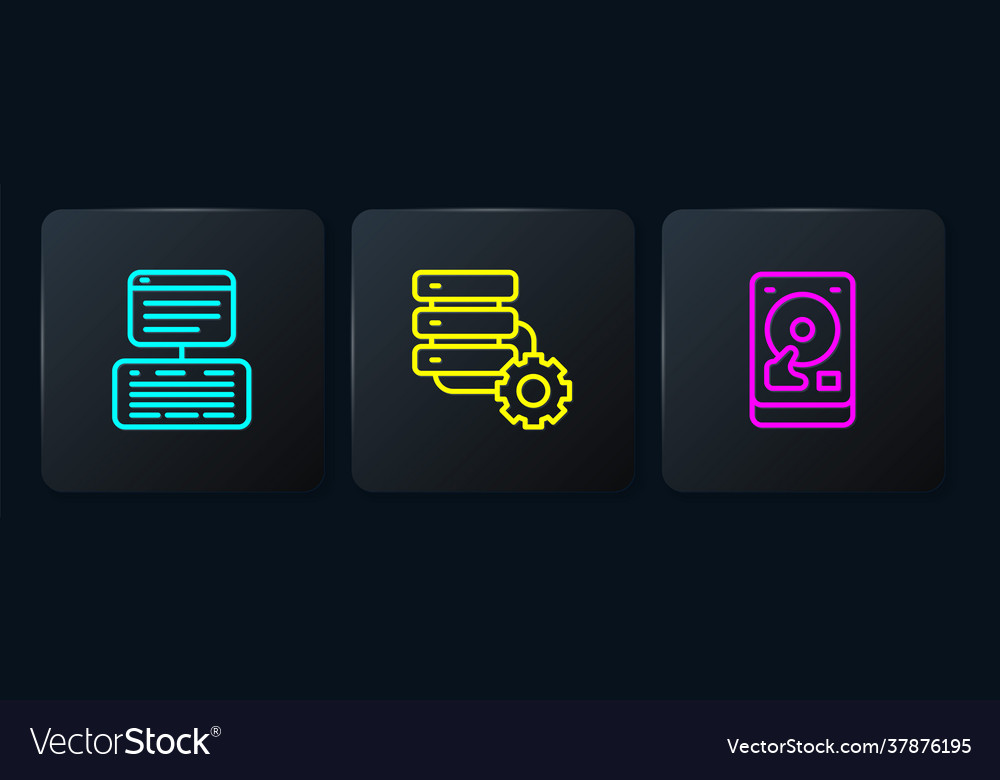 Set line server data web hosting hard disk Vector Image Set line server data web hosting hard disk