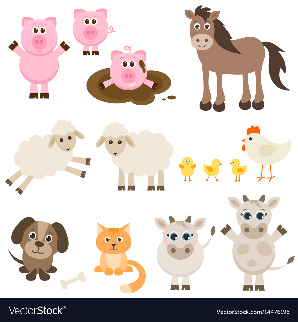 Set of different farm animals Royalty Free Vector Image