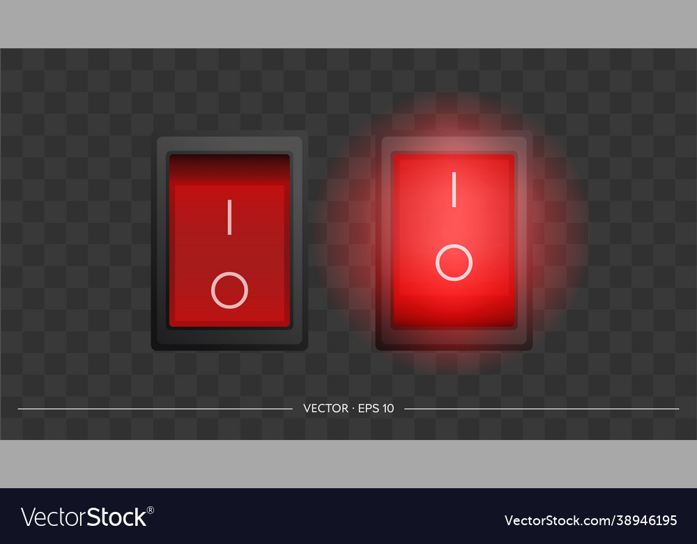 Set red square on and off buttons isolated Vector Image Set red square on and off buttons isolated