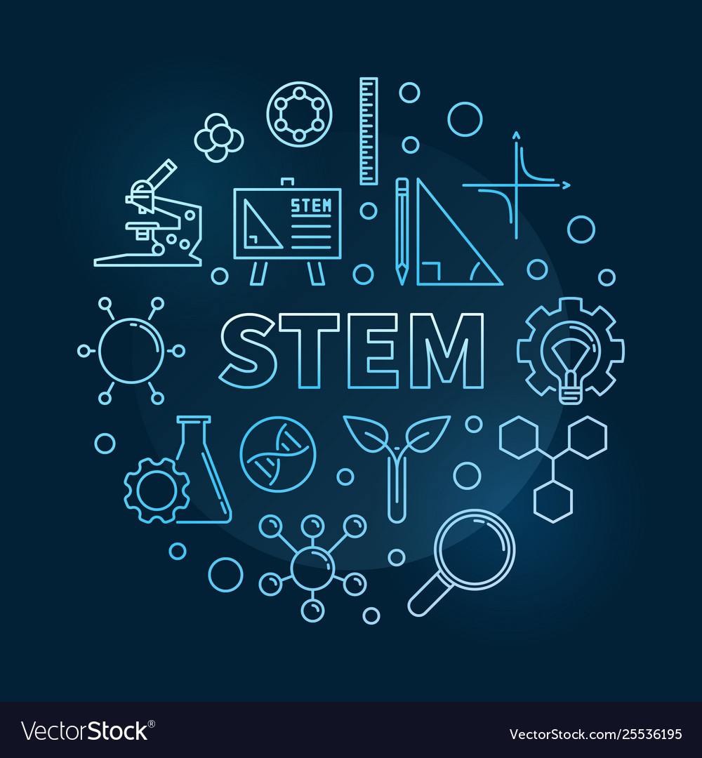 Stem blue linear round concept modern Royalty Free Vector