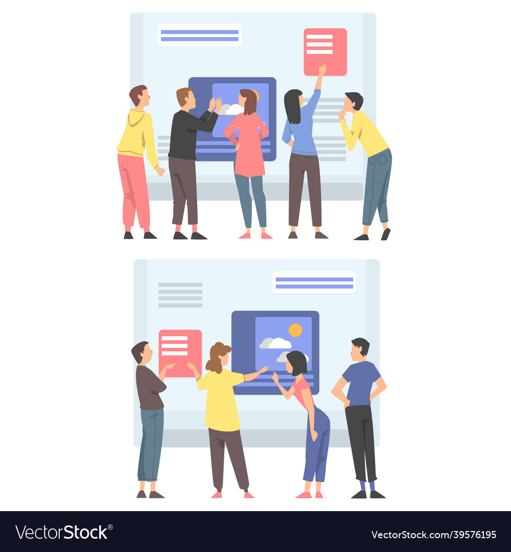 Ux or user experience designer creating product vector image Ux or user experience designer creating product