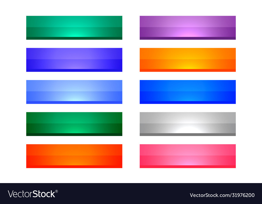 3d style shiny rectangular buttons set ten