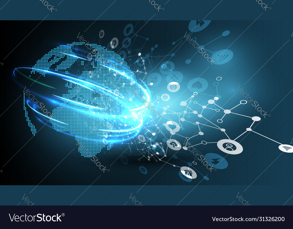Blue abstract network background with globe vector image Blue abstract network background with globe