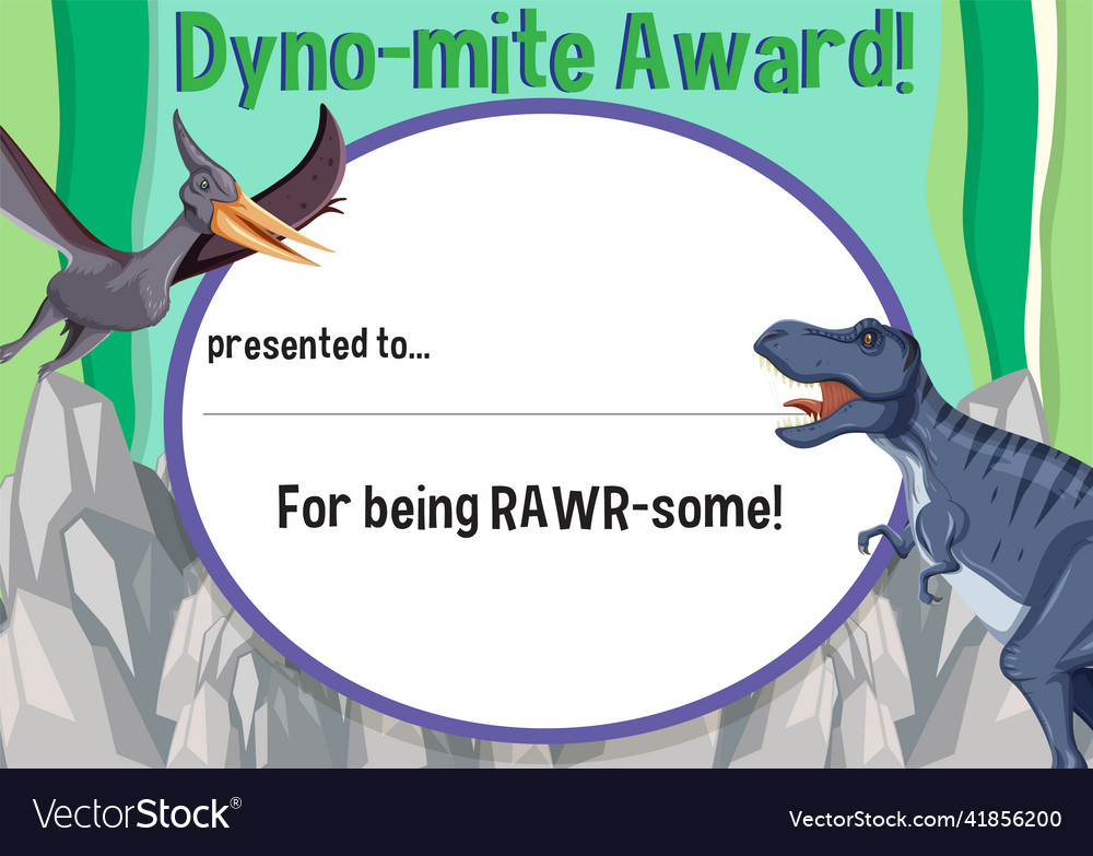 Certificate template with dinosaur Royalty Free Vector Image