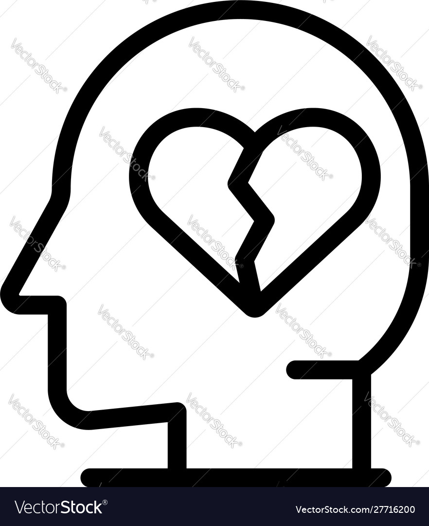 Depression Heart Man Icon Outline Style Royalty Free Vector