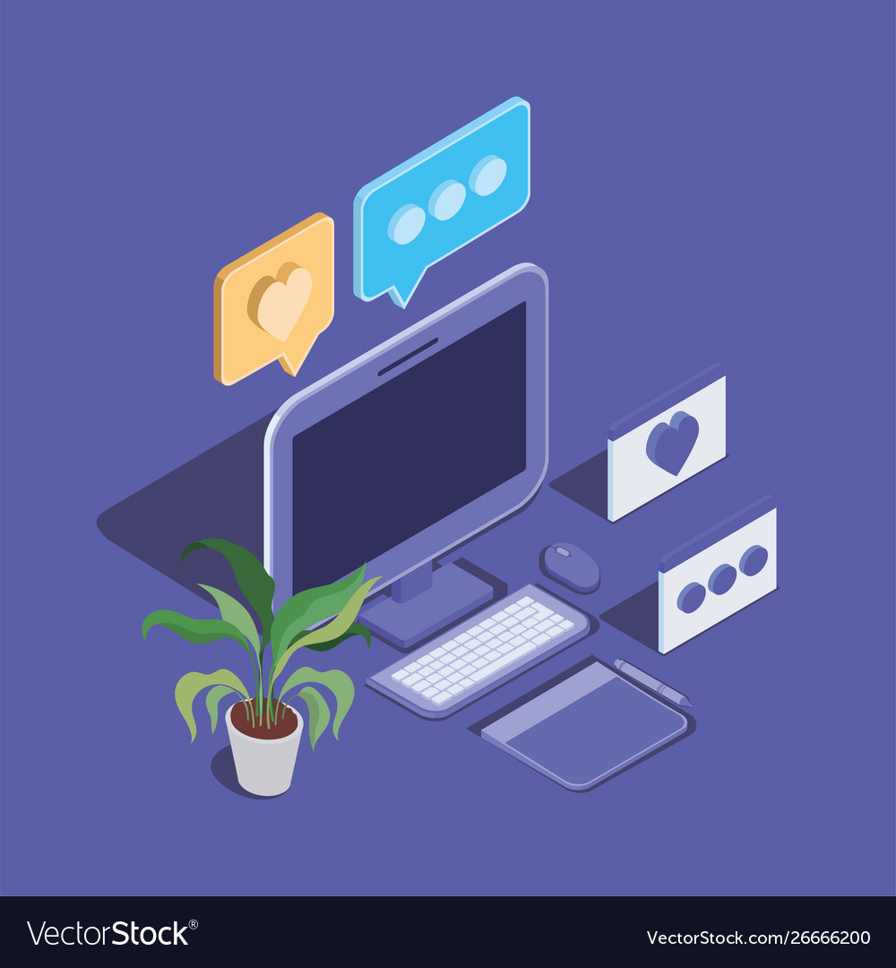 Desktop computer technology device icon