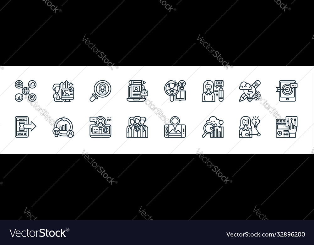 Digital transformation line icons linear set