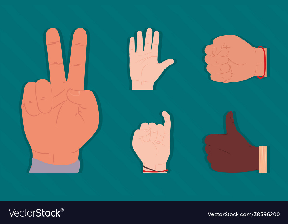 Hands Gestures Set Royalty Free Vector Image Vectorstock 4184