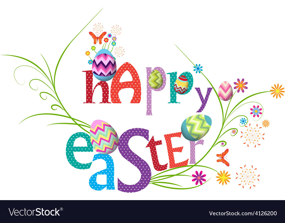 Happy easter floral greeting card