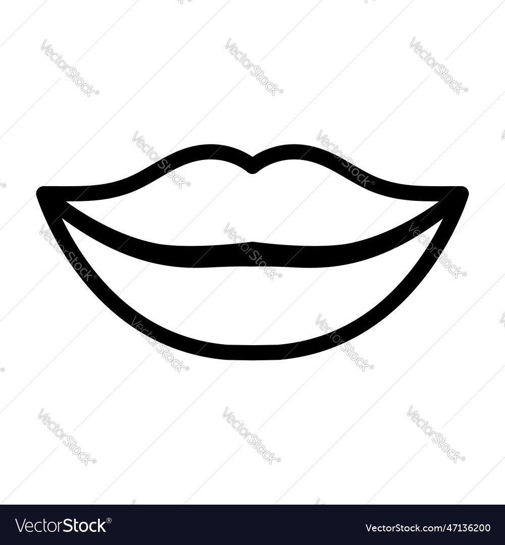 Icon line lips silhouette isolated on white