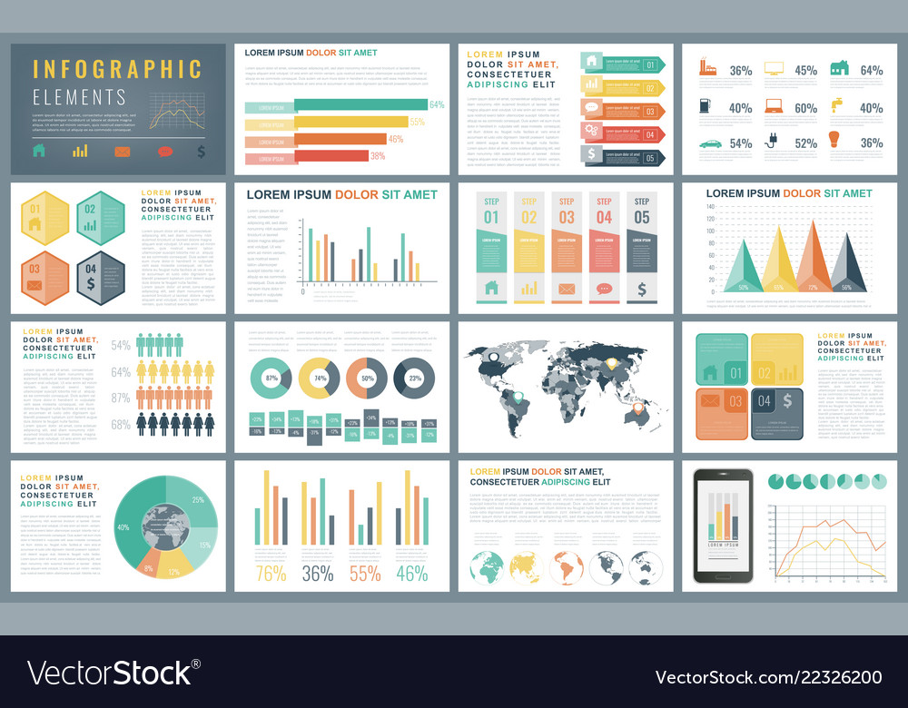 Infographic elements with world map and charts