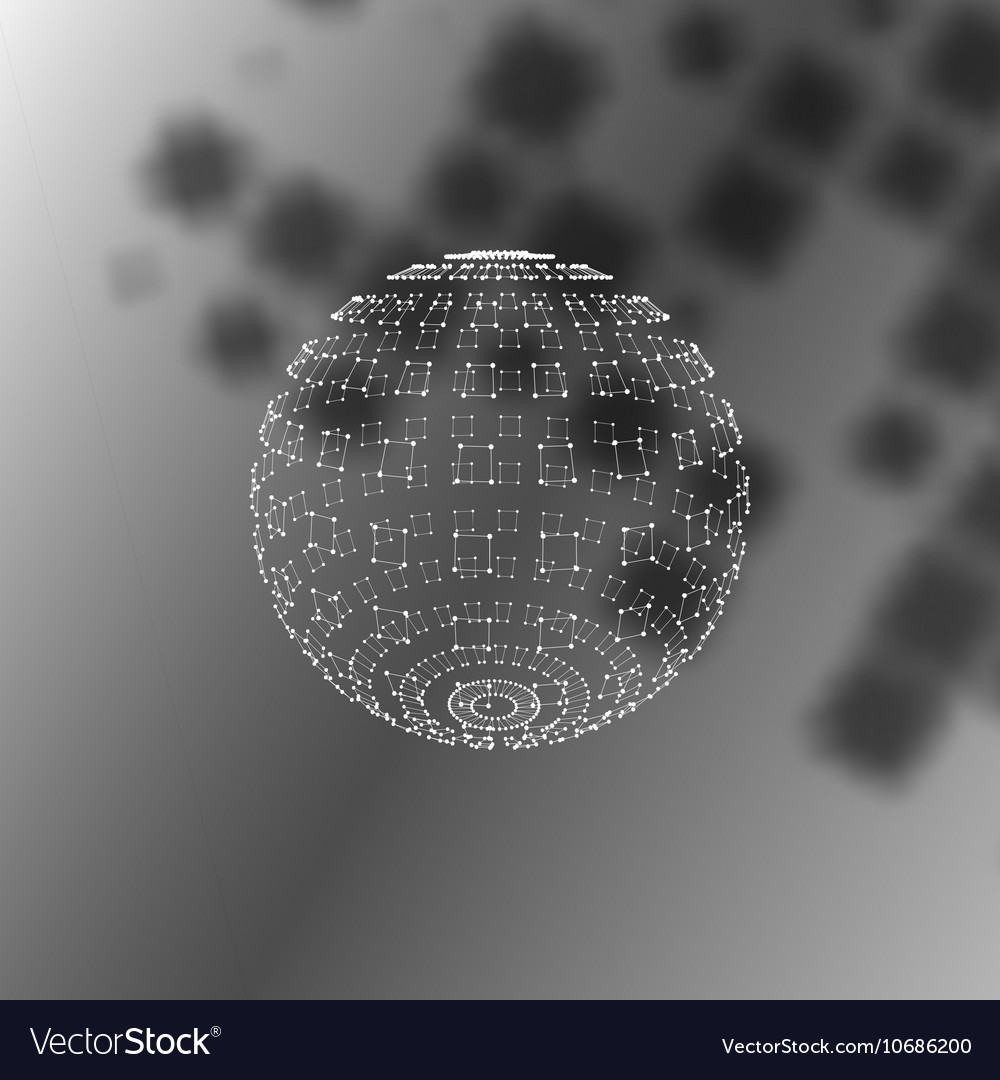 Polygonal element sphere with lines and dots