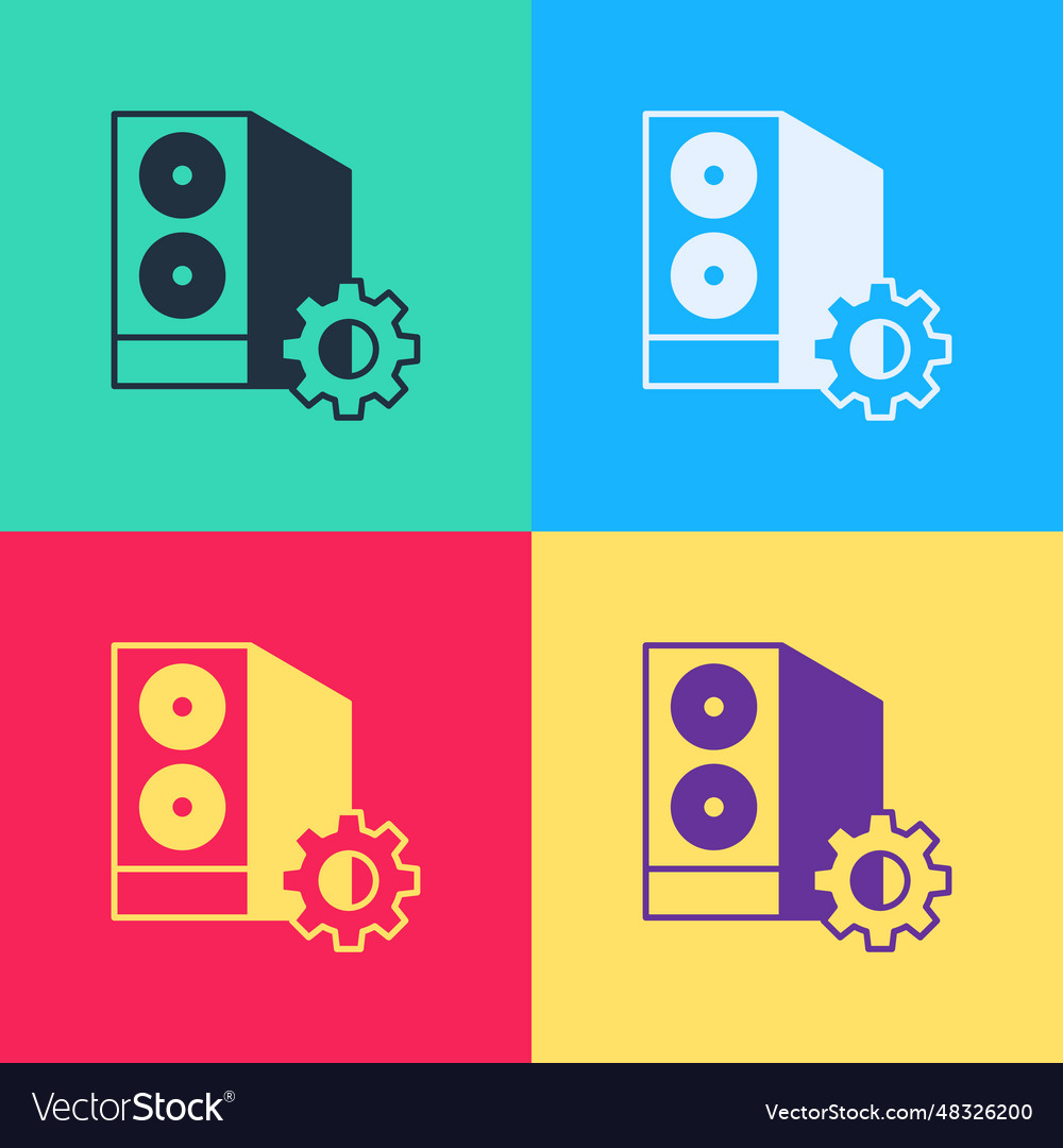 Pop art case of computer setting icon isolated vector image Pop art case of computer setting icon isolated