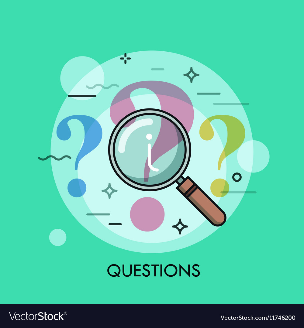 Question mark under review with magnifying glass Vector Image