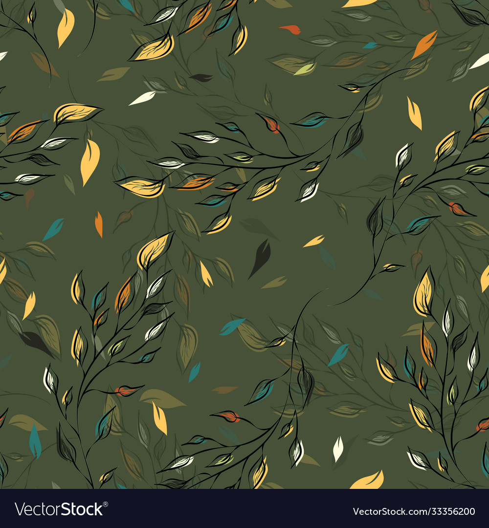 Seamless repeating autumn pattern twigs vector image Seamless repeating autumn pattern twigs