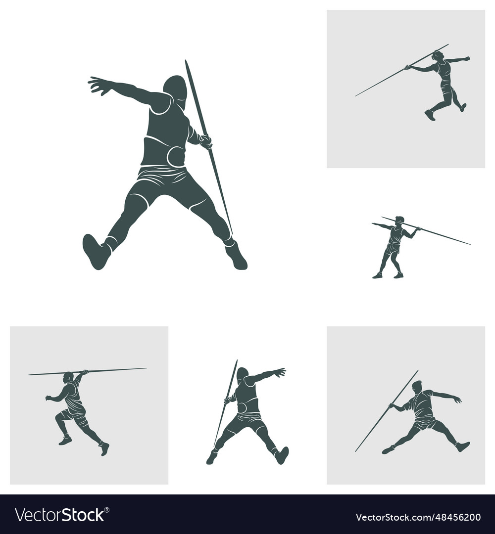 Set of javelin thrower design vector image Set of javelin thrower design