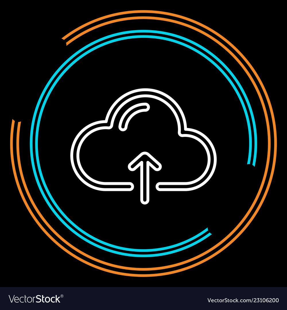 Simple cloud upload thin line icon vector image Simple cloud upload thin line icon
