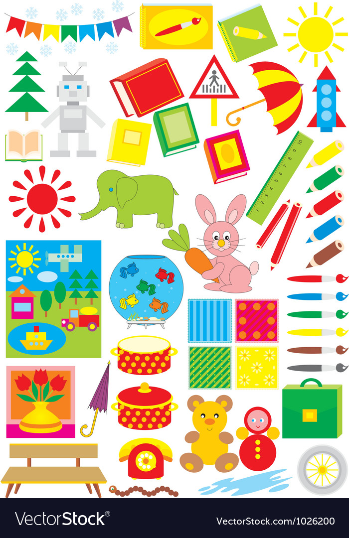 Simple objects for kindergarten Royalty Free Vector Image
