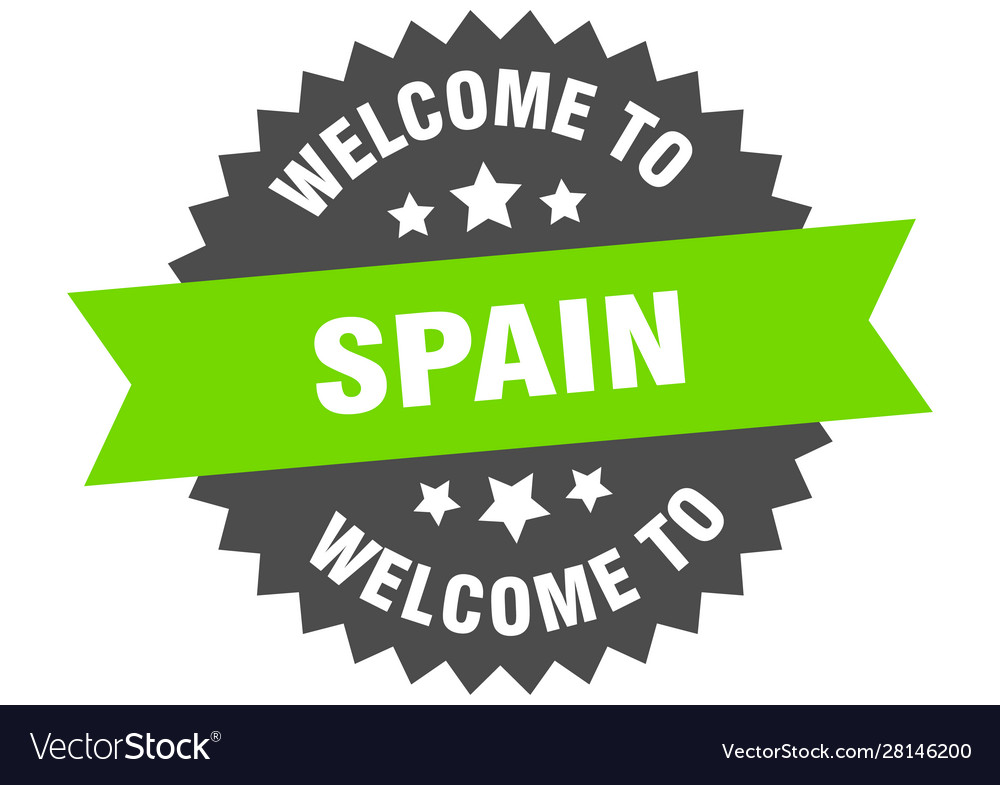 Spain sign welcome to green sticker